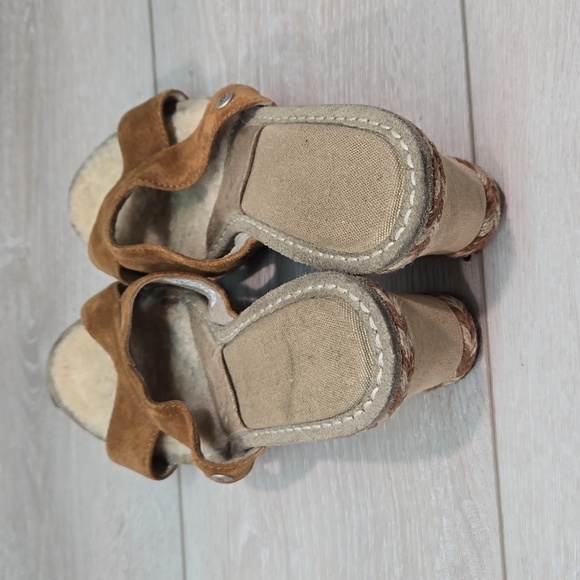 Ugg Australia Women 1689 Leather strap Sheepskin Wedge Sandals shoes sz 10 - Picture 7 of 13